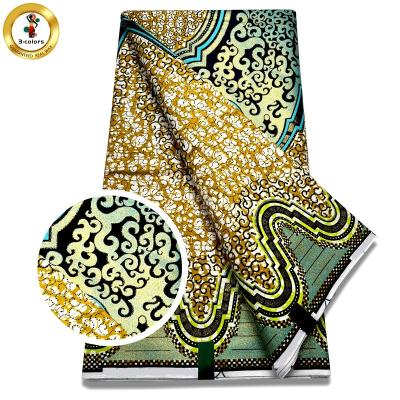 China African Ankara Anti-Static Wax 6 Yards Cotton Wax Print Super Gold 100% Large Wax Fabrics For Garment for sale