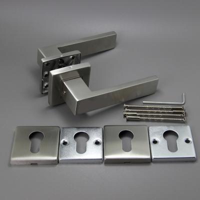 China 2022 modern square stainless steel flat plate lever newset glass wood door handle for home hotel for sale