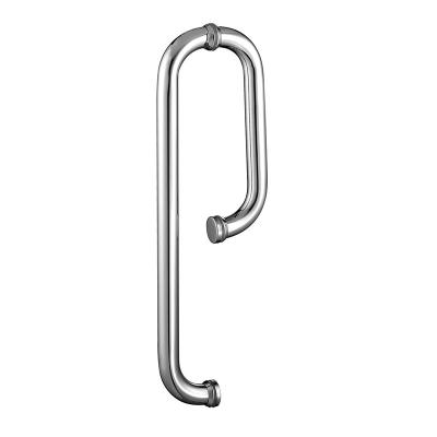 China Modern Stainless Steel G Shape Glass Shower Bathroom Towel Rail Door Pull Handle for sale