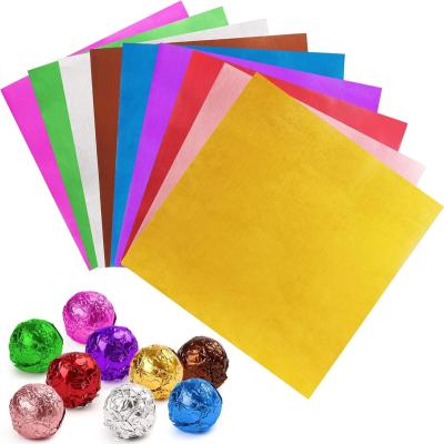 China Wrapping Material Gold Color Embossed Wrap Candy 80*80cm Aluminum Foil Chocolate Wrapping Paper For Homemade DIY Candies Party for sale