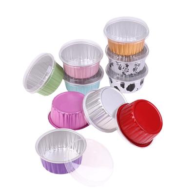 China Factory Sales 125ml Disposable Color DIY Kitchen Part Tools Aluminum Foil Round Disposable Cake Mold Baking Cups for sale