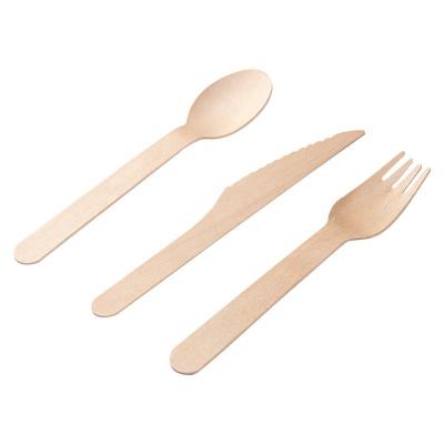 China Wholesale Home Disposable Knife Fork Spoon Tableware Spoon Salad Dessert Cake Spork Hotel Restaurant Party Wooden Cutlery Set for sale