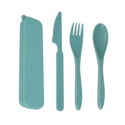 China Home Hot Selling Wheat Straw Hotel Restaurant Part 2023 Tableware Spoon Fork Eco-friendly Reusable Knife With Camping Box for sale