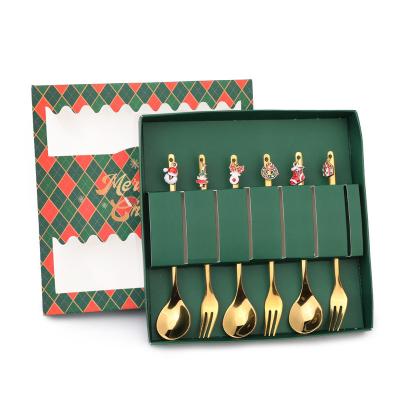 China New Christmas Tableware Set Stainless Steel Spoon Doll Party Cupcake Decoration Gift Home Use And Commercial Use for sale