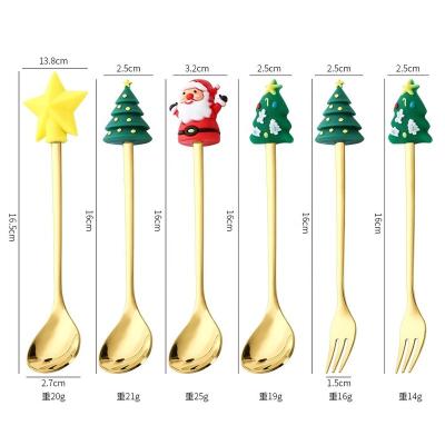 China Party cupcake decoration factory price cute stainless steel fork spoon tableware set home use and commercial use teaspoon cute fruit fork for sale