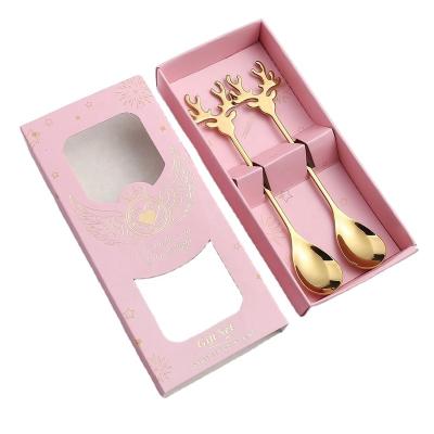 China Creative Matte Gold Party Cupcake Decoration Stainless Steel Flatware Flatware and Silverware Spoon Fork Set 2 Pcs for Holiday Wedding Accompaniment. for sale