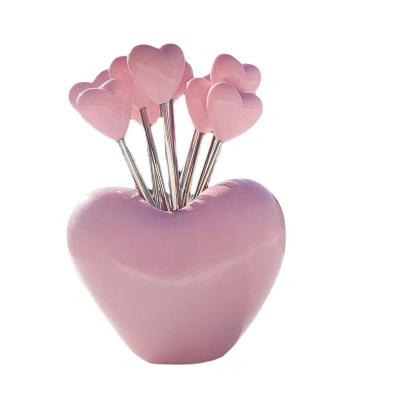 China Viable Wholesale Price Silicone Stainless Steel Forks With Heart Shape Base for sale