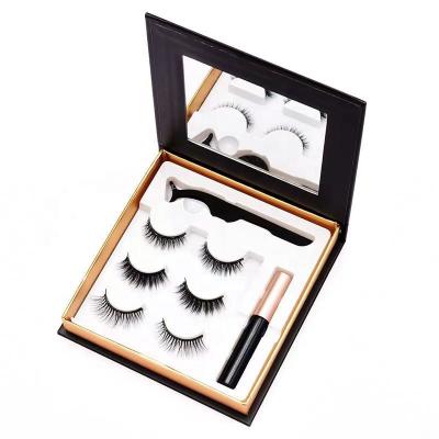 China Wholesale Natural Magnetic Silk Vegan Long Lashes Kit 6 Private Label Long Magnetic Eyelashes With Eyeliner for sale