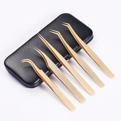 China For Extension Whips Private Label Gold/Black/Silver/Colored Professional Tweeezers Curved Straight Tweezers For Individual Extension Lashes for sale