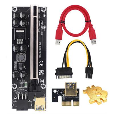 Китай Newest ABS gold plating 3 dual 6pin interfaces 009S riser pcie x1 6pin to PC x16 parts riser adapter card 009S pcie riser with led продается