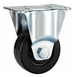 China 04-Medium duty caster Rigid Black rubber wheels for sale