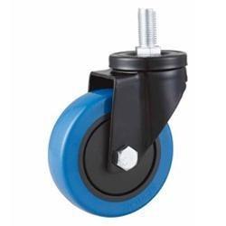 China 04-Medium duty caster Blue PVC swivel with brake caster for sale