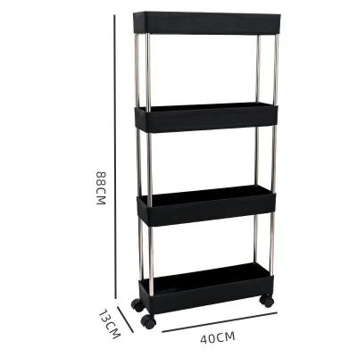 China 2022 Modern And Simple Factory Wholesale Slotted Shelf 4 Layer Storage Artifact Trolley Floor-standing Shelf for sale