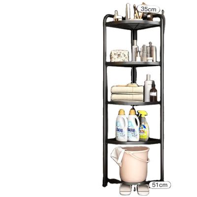 China 2022 Modern and Simple Five-Layer Folding Shelf Bathroom Tripod Stock Floor-Standing Storage Shelf for sale