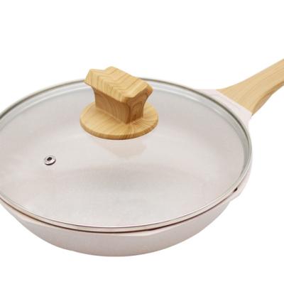 China 2022 Hot Sale 24cm Sustainable Wholesale CLASSIC Stone-Coated Non-Stick Marble Coating Frying Pan With Bakelite Handle for sale