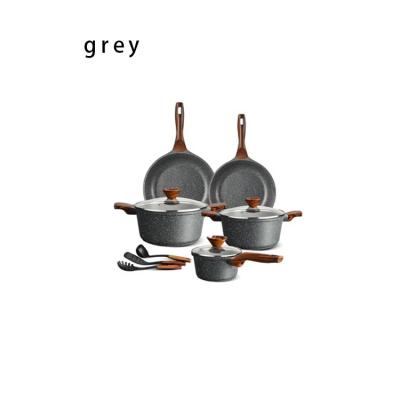 China 2022 Hot Sale New Style Gray Triangle Diamond Shape Granite Viable Cookware Non-Stick Coating Sets for sale