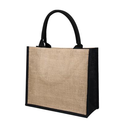 China Custom Wholesale Eco Friendly Jute Bag Printing Logo Natural Eco Friendly Recycle Jute Foldable Shopping Bag for sale