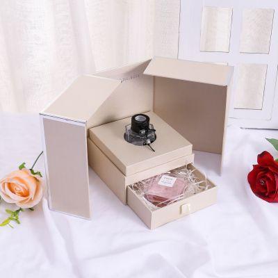 China Luxury Creative Recyclable Custom Paper Gift Box Two Door Gift Wedding Creative Double Opening Box for sale