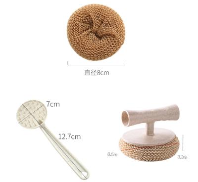 China Disposable Fiber Straw Fiber Cleaning Ball From Factory Kitchen Tools Accessories Kitchen Brush Wheat Dishwashing Brush for sale