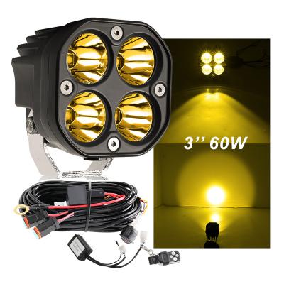 China Brightest Aluminum Alloy Body ATV UTV Amber Spot Off Road Led Lug Bumper White Yellow Lights For Trucks With 16AWG DT Connector Wire Harness Switch for sale