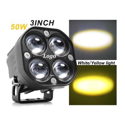 China Aluminum Alloy Body 2021 New Super Bright Offroad Accessories Spot Led Off Road Amber White Dual Color Cube 60W Lens 3 Inches Led Offroad Spotlight for sale