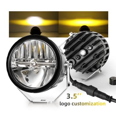 China Auto Led Work Light 2021 Newest Large Driving Lamp Led Light , Super Bright Blast Hole 3.5inch 1lux@300M White Yellow Dual Color Car Led 4x4 Fog Light for sale