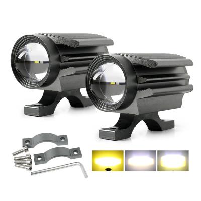 China OEM 12V 24V IP68 Dual Lens 30W Spotlight High Low Beam Color Spotlight Yellow White Yellow Mini Driving Light For Motorcycle JG-991LT for sale