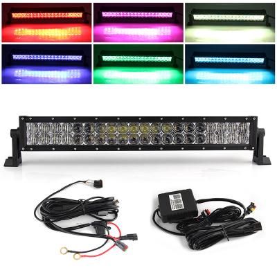 China Super Bright 180W Combo Beam Blue-tooth Controlled 22 32 42 52 Inch Car Truck 4X4 Off Road RGB Double Row Led Light Bar 20 Inch 22