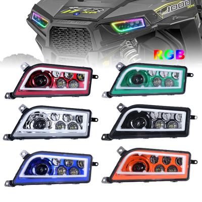 China 2014-2016 Diecast Aluminum Housing 2015 ATV UTV 30W 900 High Low Beam RZR XP 1000 900 XP Turbo Halo Ring RGB RZR Headlight For Polaris for sale