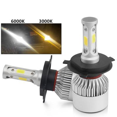 China Automobile Lamp Factory Price High Low Beam Amber Dual Color White 9006 9005 H13 H7 H4 Car Led Headlight Bulb for sale