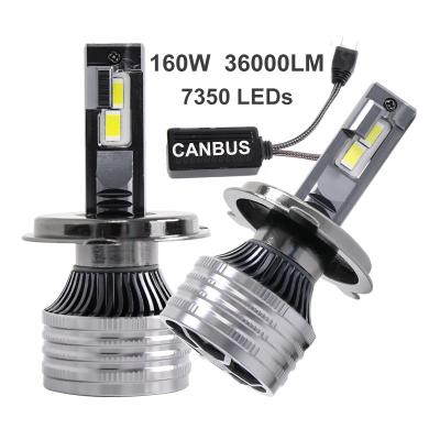 China Car Headlight Aluminum Led Headlights For High Power 100 Lumen 160W 36000LM Auto Led Headlight Foco Led H4 12V 24V Canbus Luces Led Bombillo Led Error Free H4 for sale