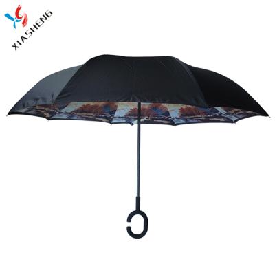 China All In 1 Reverse Umbrellas C Handle Double Layer Inverted Umbrella for sale