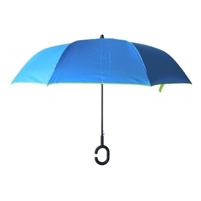 China All In 1 Double Layer C Shape Handle Inverted Car Umbrella Reverse Umbrella With Logo Prints for sale