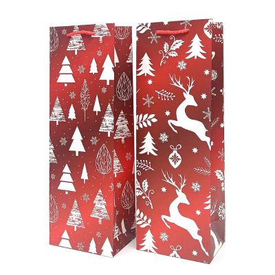 China Recycled Materials Waterproof Portable Transparent Windowed Industrial Use Red Wine Paper Bag Gift Bag Rectangular Use Beverage Mineral Wate for sale