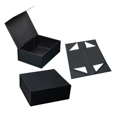 China Recyclable Wholesale rigid ribbon luxury drawer black kraft folding magnetic cardboard for sale