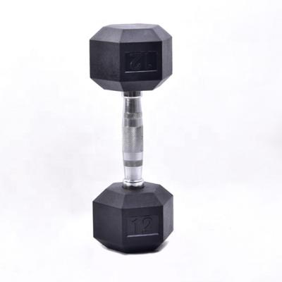 China Bodybuilding Good To Use Gym Equipment Weights Wholesale Price Black Rubber Hexagon Dumbbell Set for sale