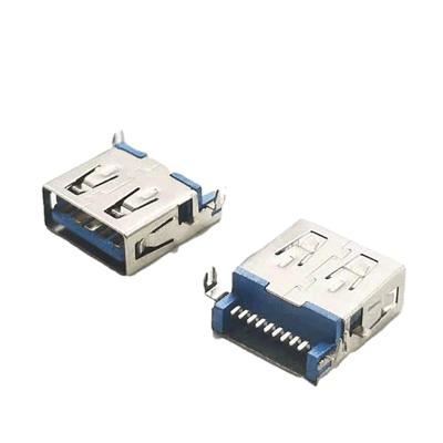 China Female Types Electronic Components USB Connector Shell Connector USB3.0 Type A Sunk Plate Connector USB300-09PT for sale