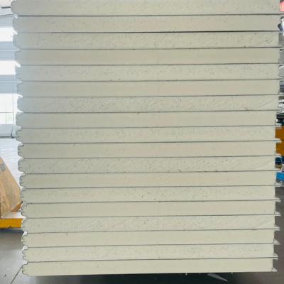 China 50mm Thickness PU Sandwich Panel with Mortar Paper Surface Material and 35-40kg/m3 Core Density for sale