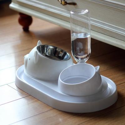 China New Design Stainless Steel Pet Standable Separate Feeder Bowl Automatic Pet Drinker With A Large Bowl for sale