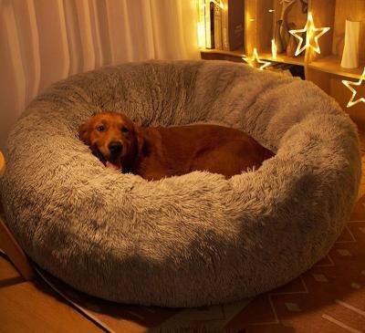 China Manufacturer Stocked Wholesale Custom 2023 Hot Luxury Plush Donut Pet Bed Dog Beds Large Round Washable Dog Beds For Dogs for sale