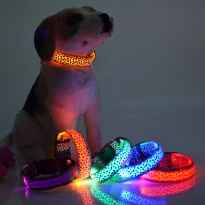 China Lights Drop Shipping Wholesale Rechargeable Led Light Up Leopard Print Dog Pet Collar for sale