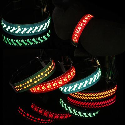 China Reflective Led Lights Dog Pets Collars Polyester Adjustable Glow In The Night Dog Cat Puppy Safe Luminous Flashing Collar Pet Supplies for sale