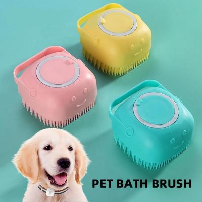 China Viable Soft Silicone Dog Shampoo Massager Bathroom Bath Sweep Puppycat Wash Massage Dispenser Grooming Shower Pet Scrubber Brush for sale