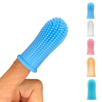 China Viable Products Ergonomic Design Easy Pet Teeth Cleaning Puppies Dental Care Dog Fingerbrush Toothbrush for sale