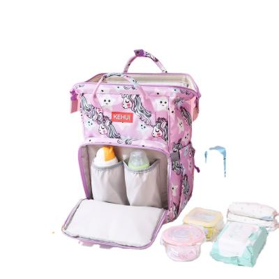 China With Mami Baby Diaper Bag Set Mami Maker USB Custom Women Ladies Large Capacity PU Pink Faux Leather Mummy Backpack Wholesale Vegan for sale