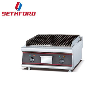 China Thermostat Top + Filer Table Commercial Cast Iron Restarant Stone Grill Cooking Electric BBQ Lava Rock Grill for sale