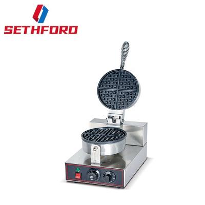 China Form Foam Packing Stainless Steel Commercial Single Dish Non-Stick Table Top Electric Round Use Waffle Maker for sale