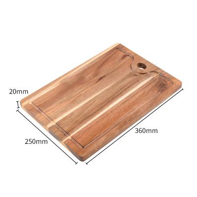 China New Selling Large End Sustainable Hot Grain Acacia Wood Cutting Board With Juice Groove And Carry Handle for sale