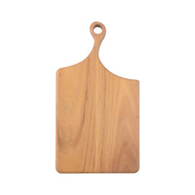 China Sustainable Wholesale Creative Custom Irregular Shaped Teak Cutting Board With Hanging Handle for sale