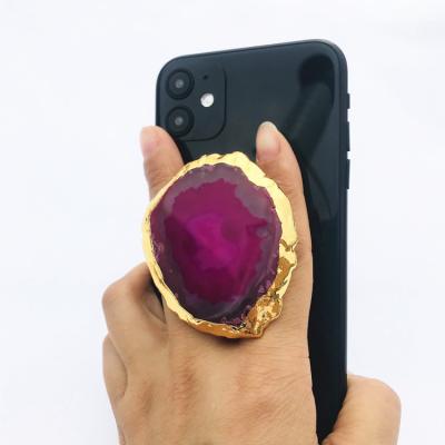 China Waterproof Cell Phone Grip Mobile Phone Holder Accessories Natural Stone Quartz Phone Holder In Stock for sale